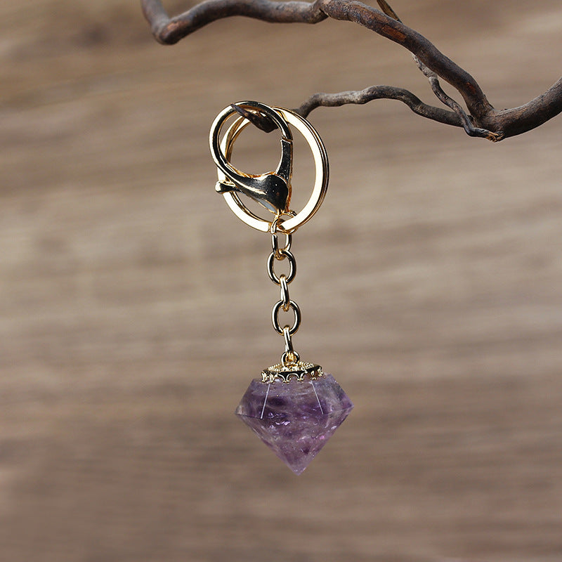 Olivenorma Natural Crystal Gravel Orgone Keychain - Amethyst - image 5