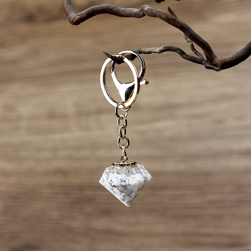 Olivenorma Natural Crystal Gravel Orgone Keychain - White Turquoise - image 7