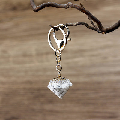 Olivenorma Natural Crystal Gravel Orgone Keychain - White Turquoise - image 7