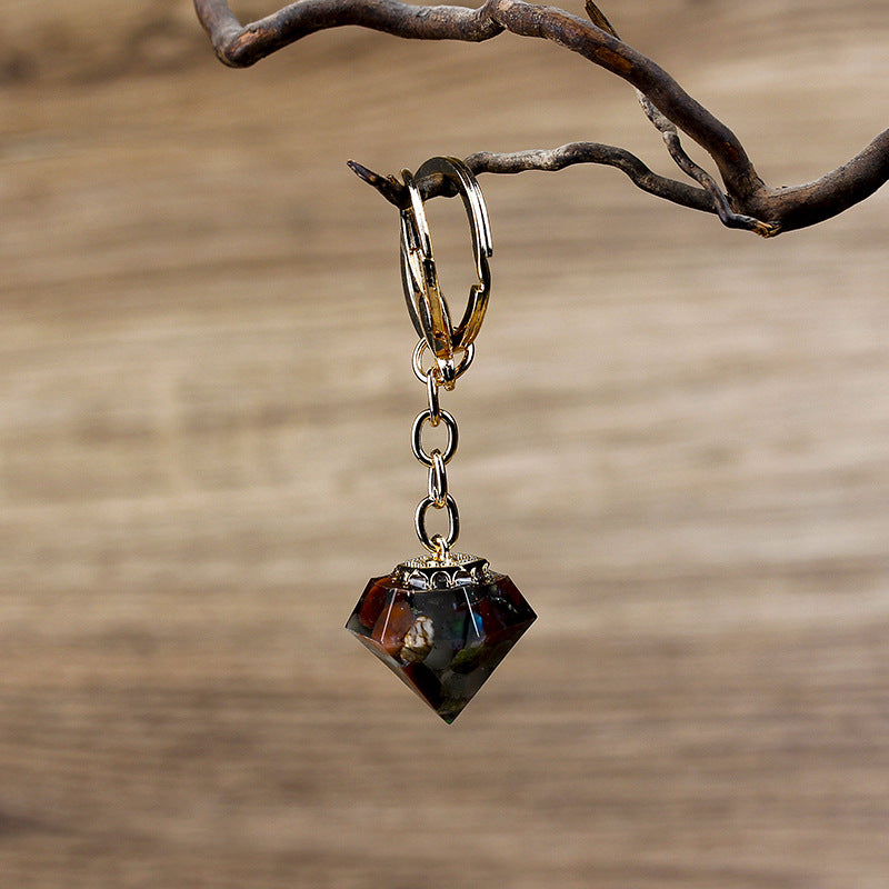 Olivenorma Natural Crystal Gravel Orgone Keychain - Black Jade - image 19