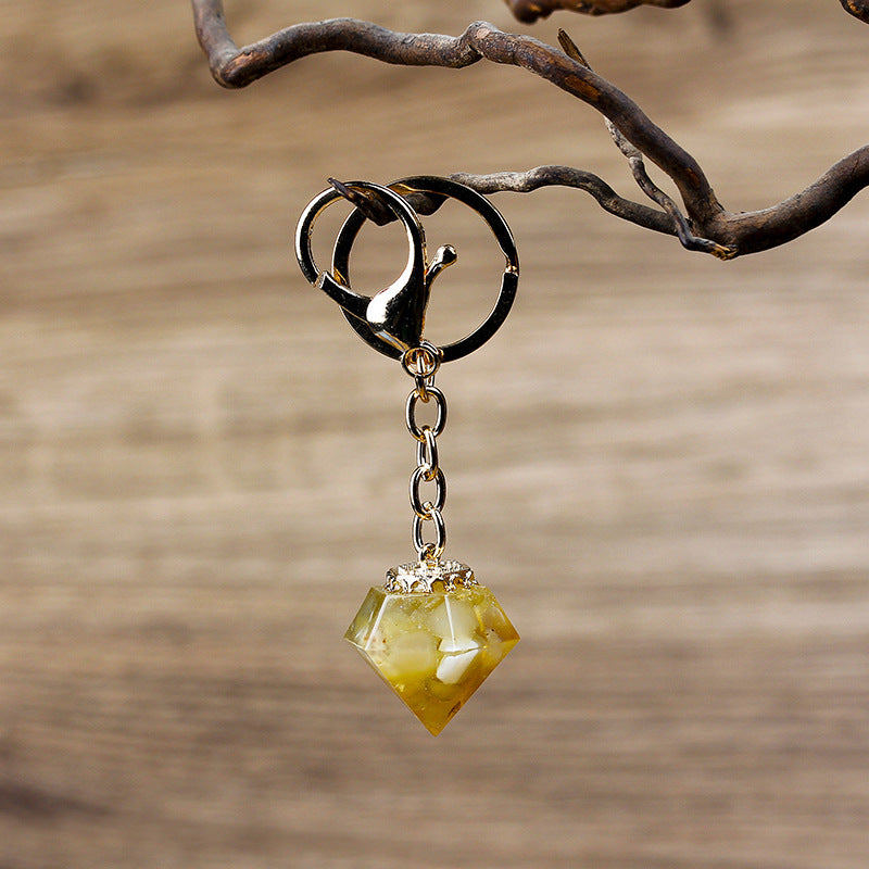 Olivenorma Natural Crystal Gravel Orgone Keychain - Yellow Agate - image 23