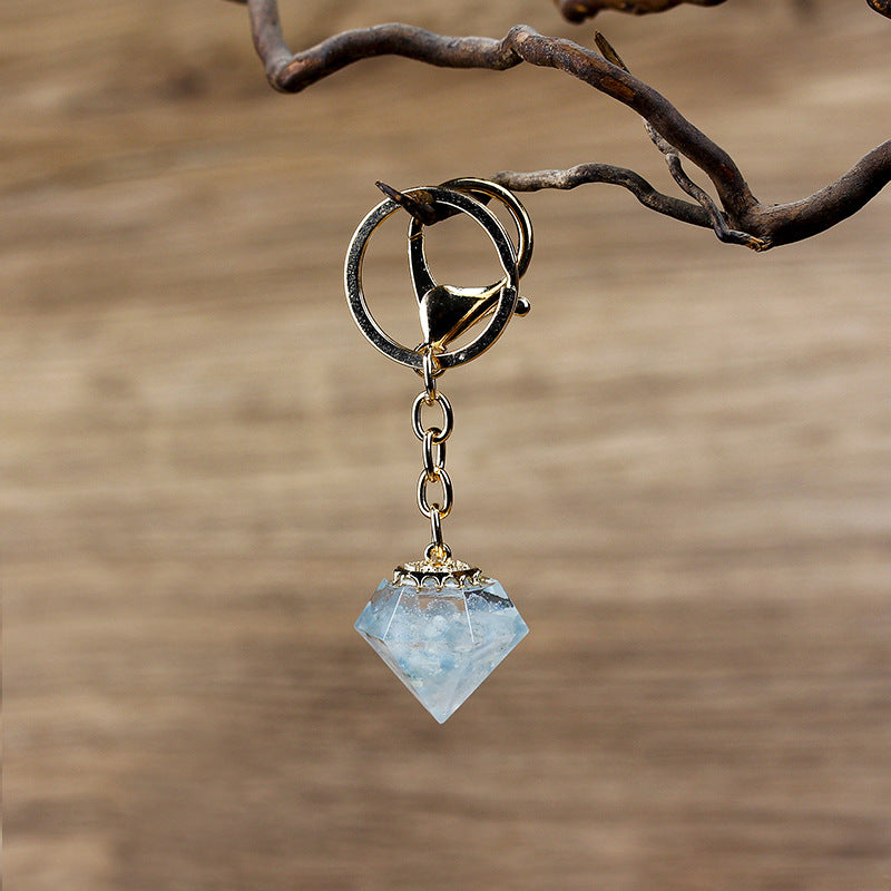 Olivenorma Natural Crystal Gravel Orgone Keychain - Aquamarine - image 27
