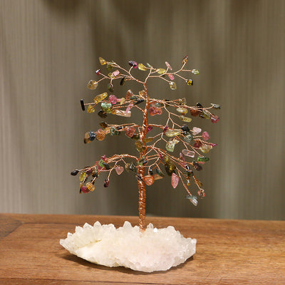 Olivenorma Tourmaline Gravel Clear Crystal Base Feng Shui Tree