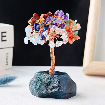 Olivenorma Chakra Crystal Gravel Raw Stone Base Feng Shui Tree