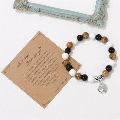 Olivenorma Natural Crystal Beaded Love Pendant Bracelet