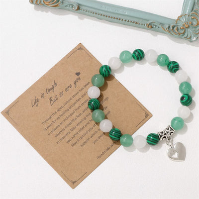 Olivenorma Natural Crystal Beaded Love Pendant Bracelet