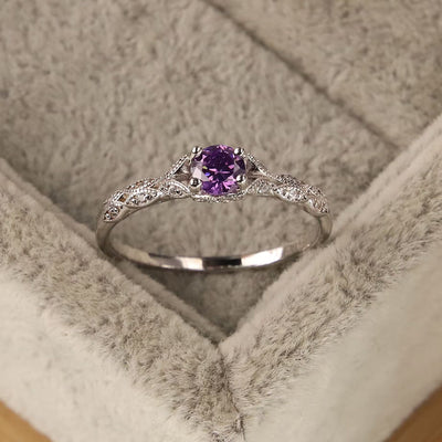 Olivenorma Inlaid Purple Amethyst Zirconia Simple Ring - Amethyst - AU Size T1/2 (US 10) - image 1