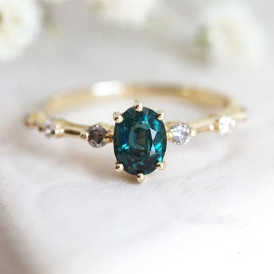 Olivenorma Exquisite Green Emerald Zircon Plated Alloy Ring