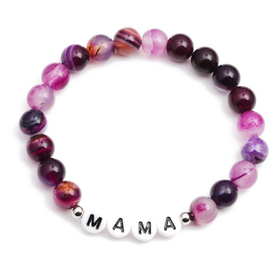 Olivenorma "MOM" Purple Agate Beaded Bracelet