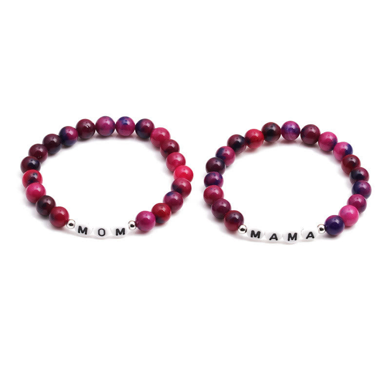 Olivenorma "MOM" Pink Tiger Eye Beaded Bracelet