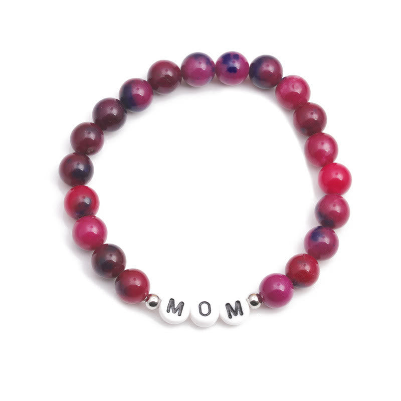 Olivenorma "MOM" Pink Tiger Eye Beaded Bracelet