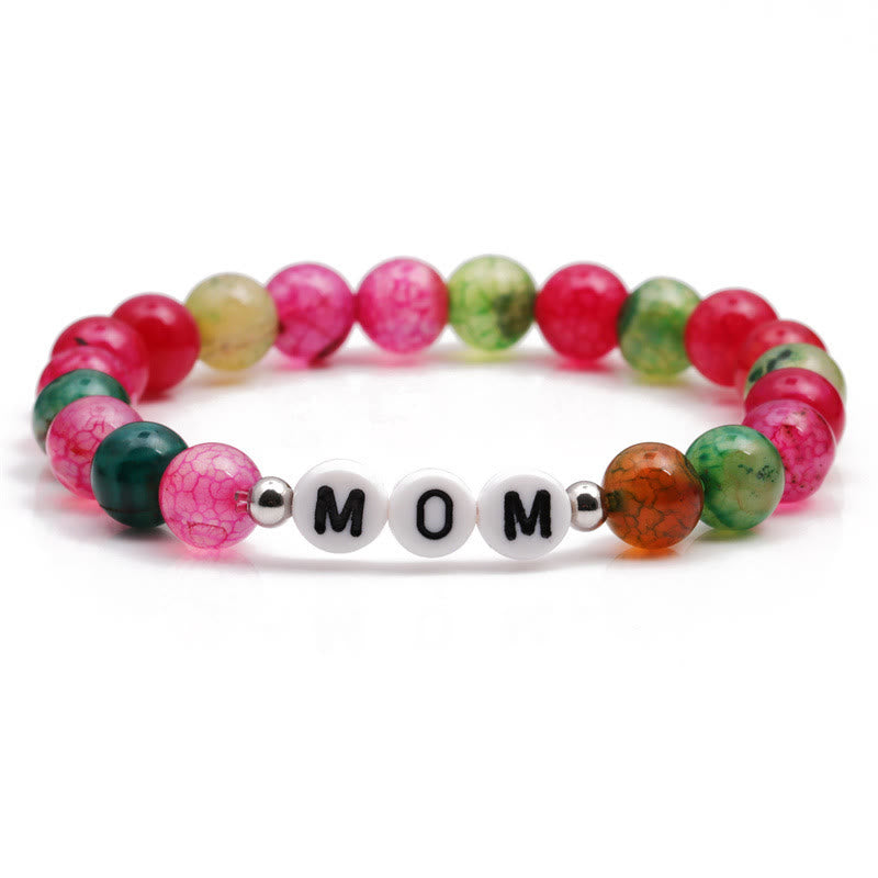 Olivenorma "MAMA" Red Green Turquoise Beaded Bracelet