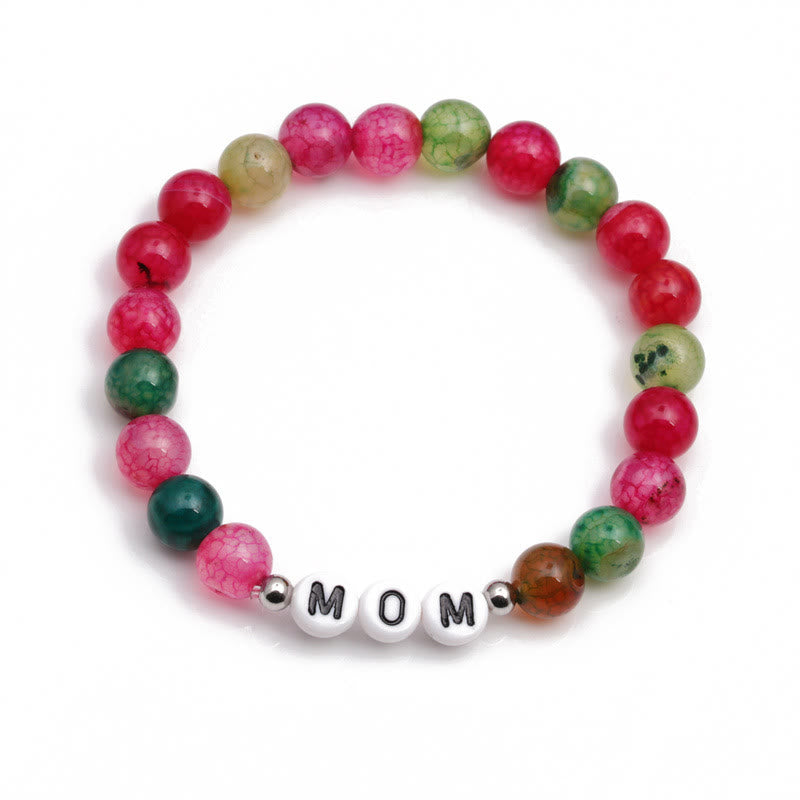 Olivenorma "MAMA" Red Green Turquoise Beaded Bracelet