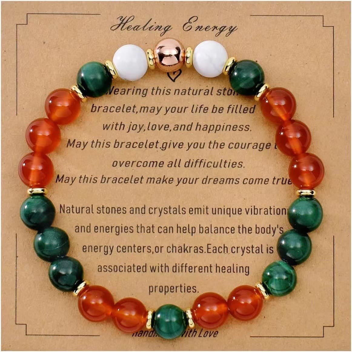 Olivenorma Blessing Card Natural Stone Beaded Bracelet