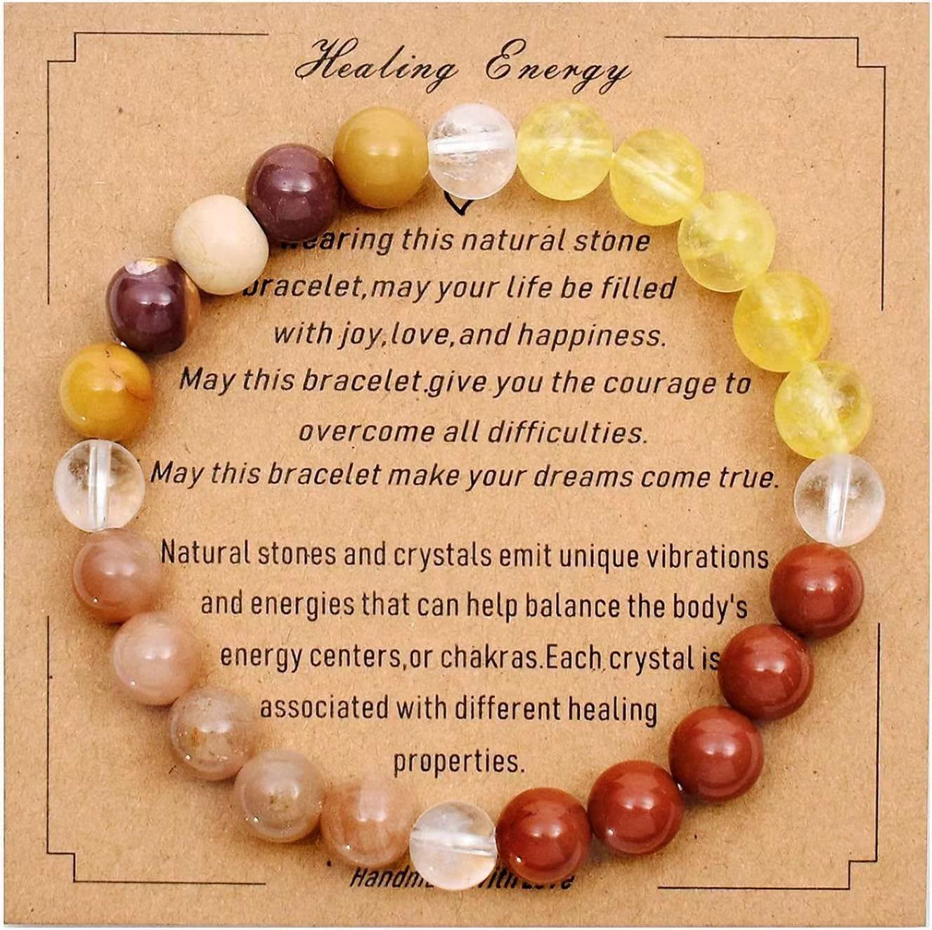 Olivenorma Blessing Card Natural Stone Beaded Bracelet