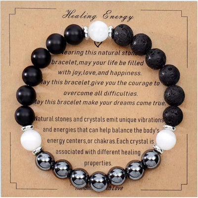 Olivenorma Blessing Card Natural Stone Beaded Bracelet