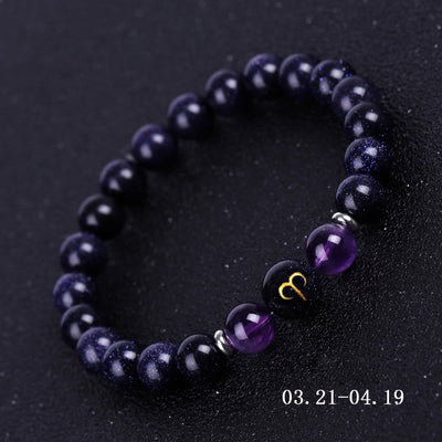 Olivenorma Blue Sandstone Zodiac Protection and Healing Bracelet