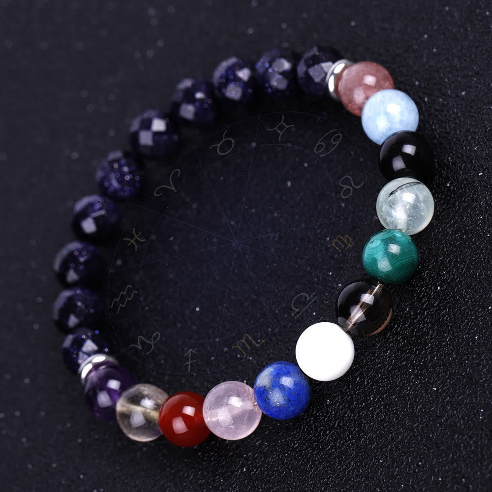 Olivenorma Blue Sandstone Zodiac Protection and Healing Bracelet