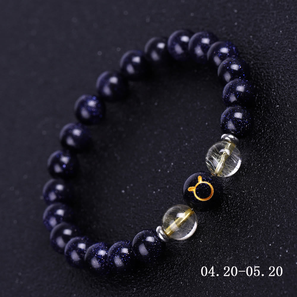 Olivenorma Blue Sandstone Zodiac Protection and Healing Bracelet