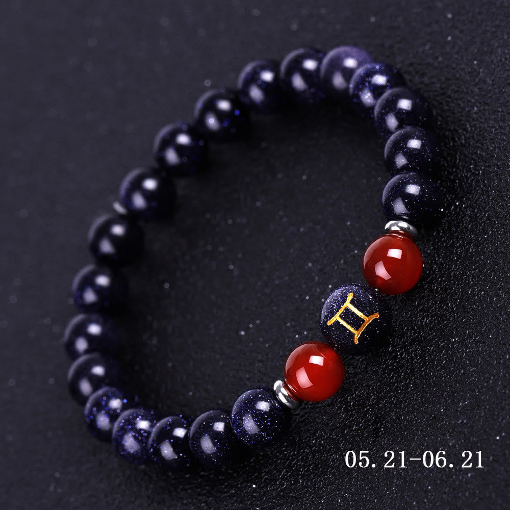 Olivenorma Blue Sandstone Zodiac Protection and Healing Bracelet