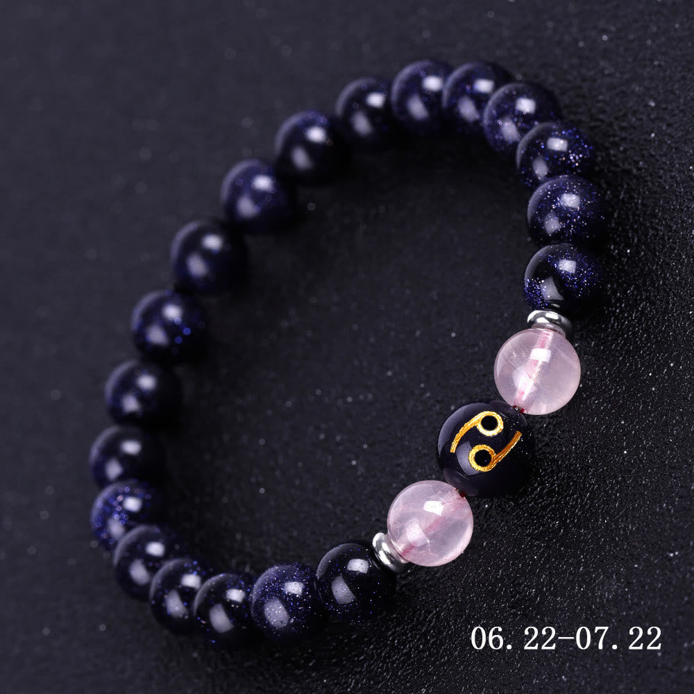 Olivenorma Blue Sandstone Zodiac Protection and Healing Bracelet