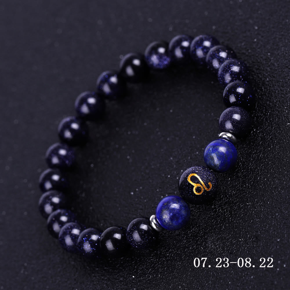 Olivenorma Blue Sandstone Zodiac Protection and Healing Bracelet