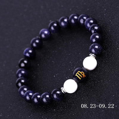 Olivenorma Blue Sandstone Zodiac Protection and Healing Bracelet