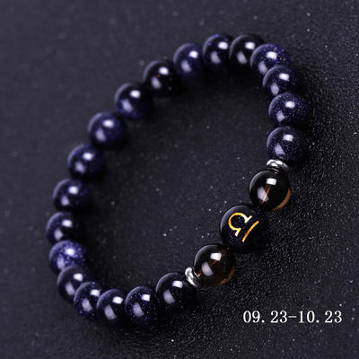 Olivenorma Blue Sandstone Zodiac Protection and Healing Bracelet