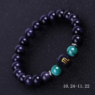 Olivenorma Blue Sandstone Zodiac Protection and Healing Bracelet