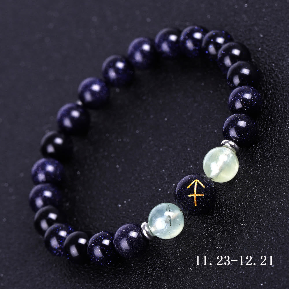 Olivenorma Blue Sandstone Zodiac Protection and Healing Bracelet