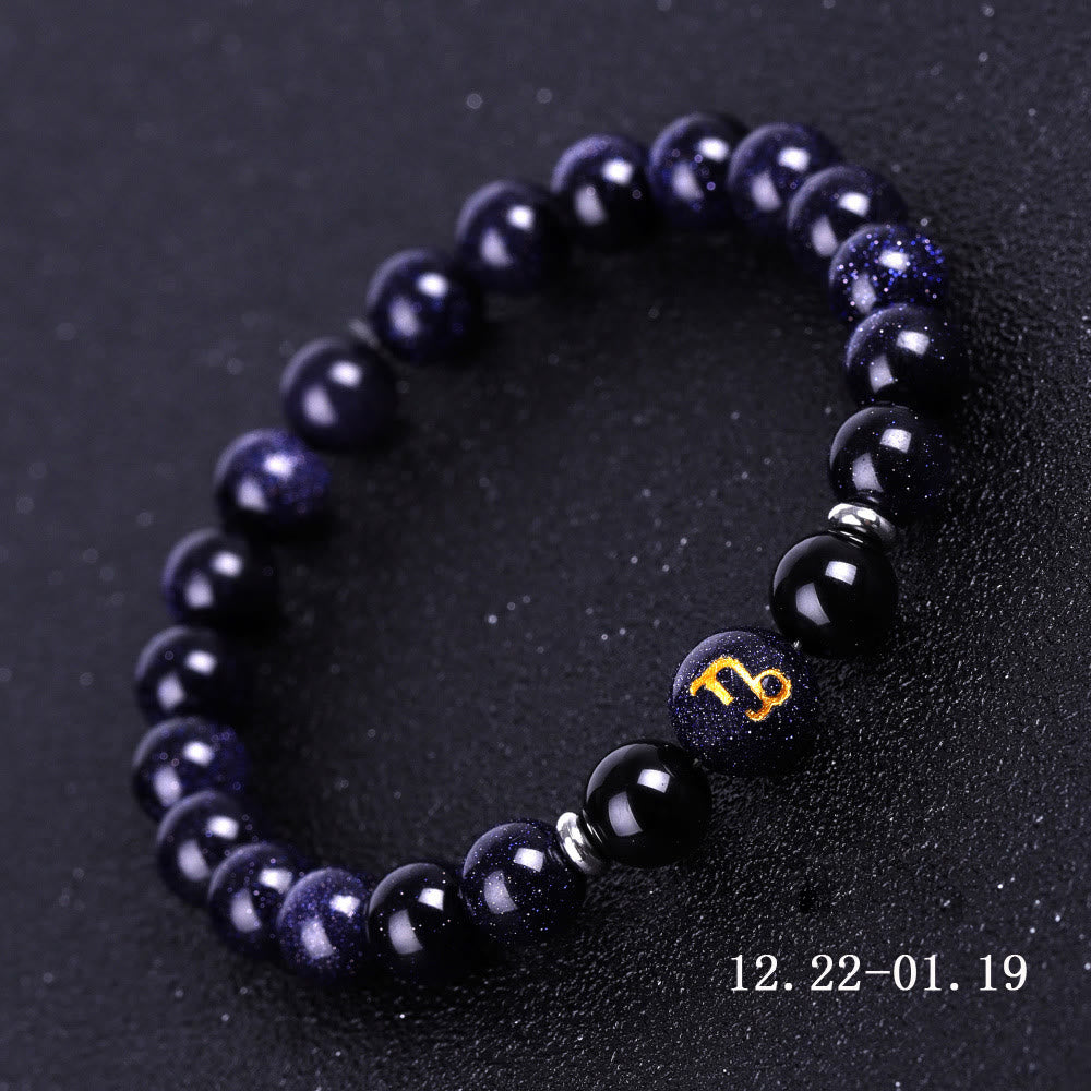 Olivenorma Blue Sandstone Zodiac Protection and Healing Bracelet