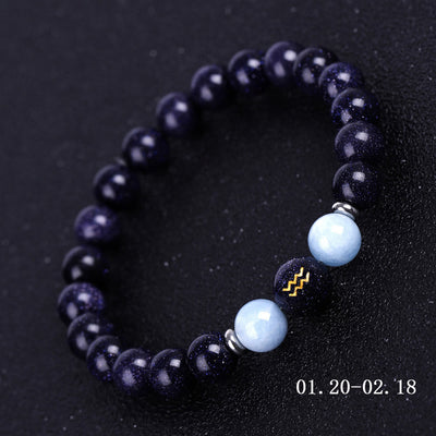 Olivenorma Blue Sandstone Zodiac Protection and Healing Bracelet