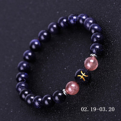 Olivenorma Blue Sandstone Zodiac Protection and Healing Bracelet