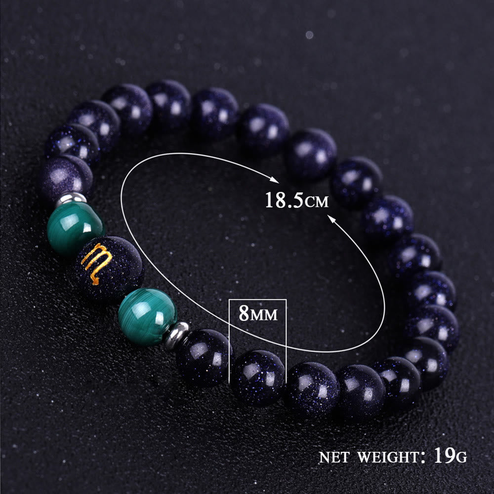 Olivenorma Blue Sandstone Zodiac Protection and Healing Bracelet