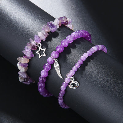 Olivenorma Amethyst Stars And Moon Full Pendant Bracelet Set