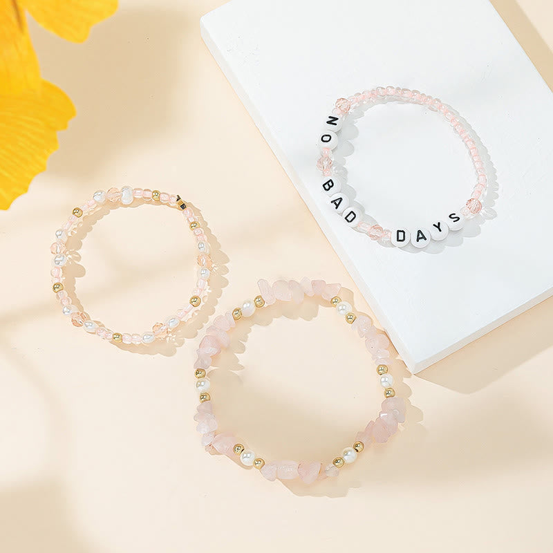 Olivenorma "No Bad Days" Crystal Beaded Three Layer Bracelet Set