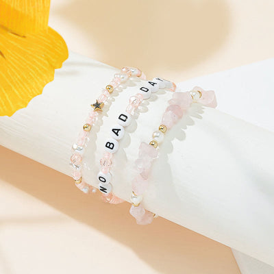 Olivenorma "No Bad Days" Crystal Beaded Three Layer Bracelet Set