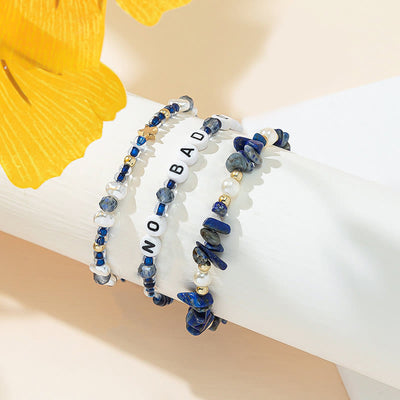 Olivenorma "No Bad Days" Crystal Beaded Three Layer Bracelet Set