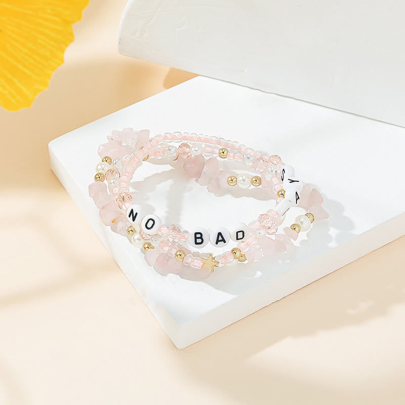 Olivenorma "No Bad Days" Crystal Beaded Three Layer Bracelet Set