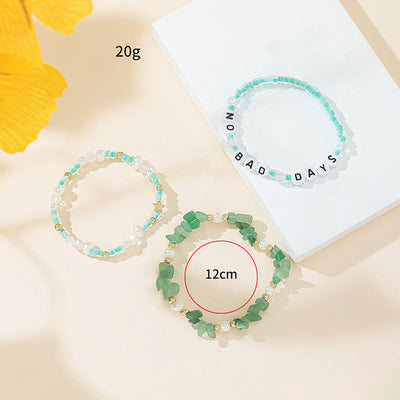 Olivenorma "No Bad Days" Crystal Beaded Three Layer Bracelet Set