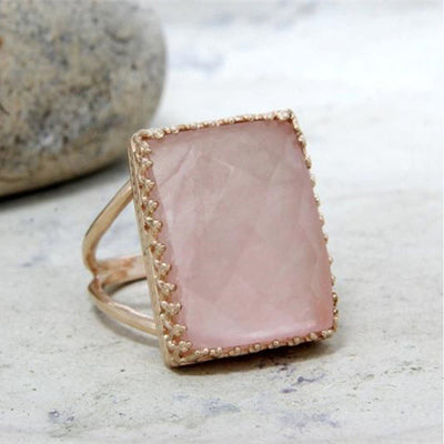Olivenorma Rose Quartz Large Rectangular Cocktail Ring - image 2