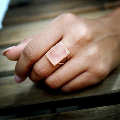 Olivenorma Rose Quartz Large Rectangular Cocktail Ring - image 4