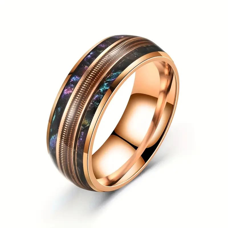 Olivenorma Spring Color Shell Rose Gold Stainless Steel Ring