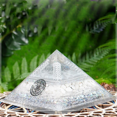 Olivenorma Clear Crystal Moonstone Healing Orgone Pyramid