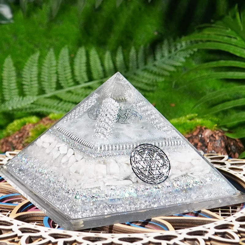 Olivenorma Clear Crystal Moonstone Healing Orgone Pyramid