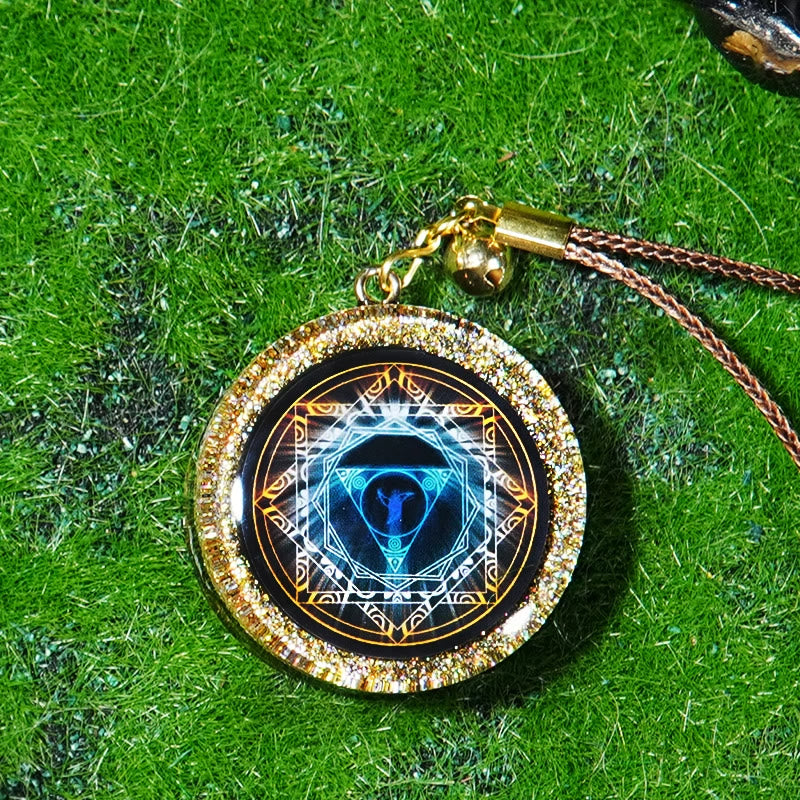 Olivenorma Obsidian Metatron's Cube Orgone Necklace