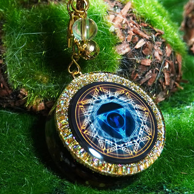 Olivenorma Obsidian Metatron's Cube Orgone Necklace