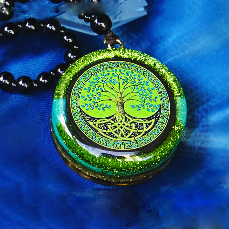 Olivenorma Peridot Tree of Life Orgone Necklace