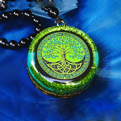 Olivenorma Peridot Tree of Life Orgone Necklace