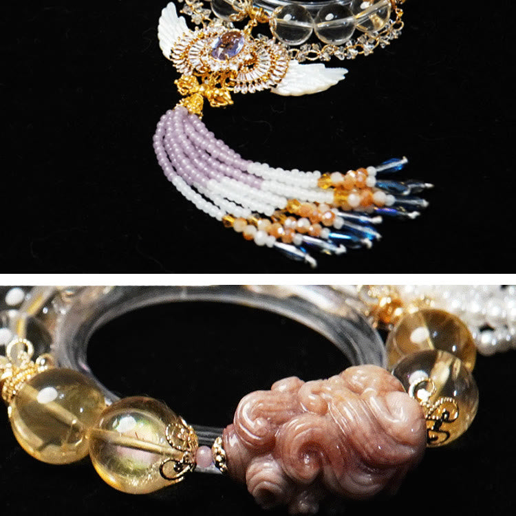 Olivenorma "Angel Wings" Clear Crystal Citrine Tassel Bracelet